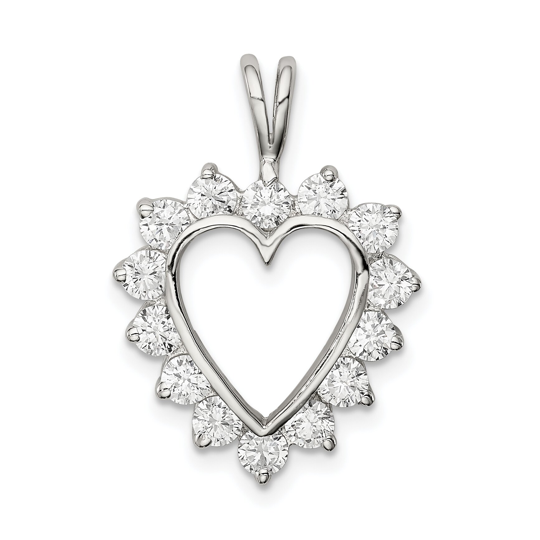 Findingking Sterling Silver Cubic Zirconia Heart Charm