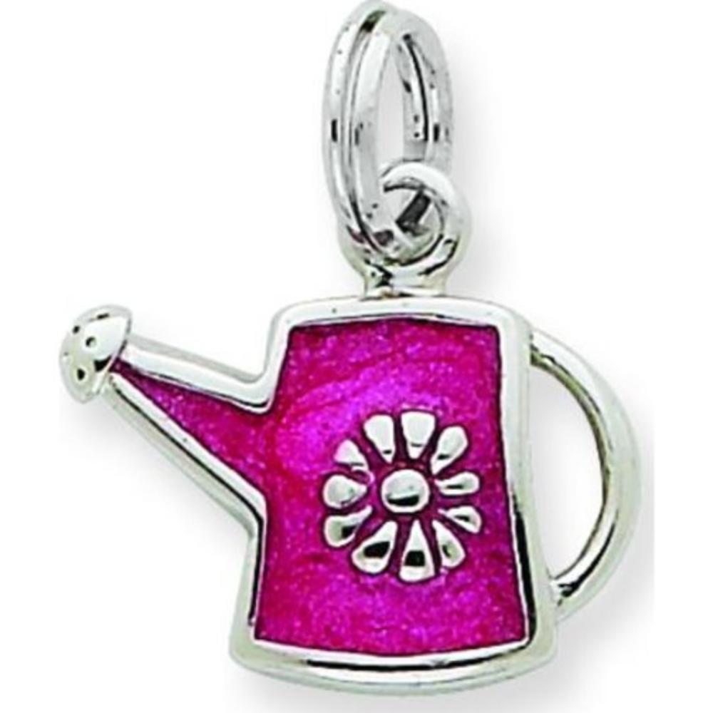 Findingking Sterling Silver Dark Pink Watering Can Charm