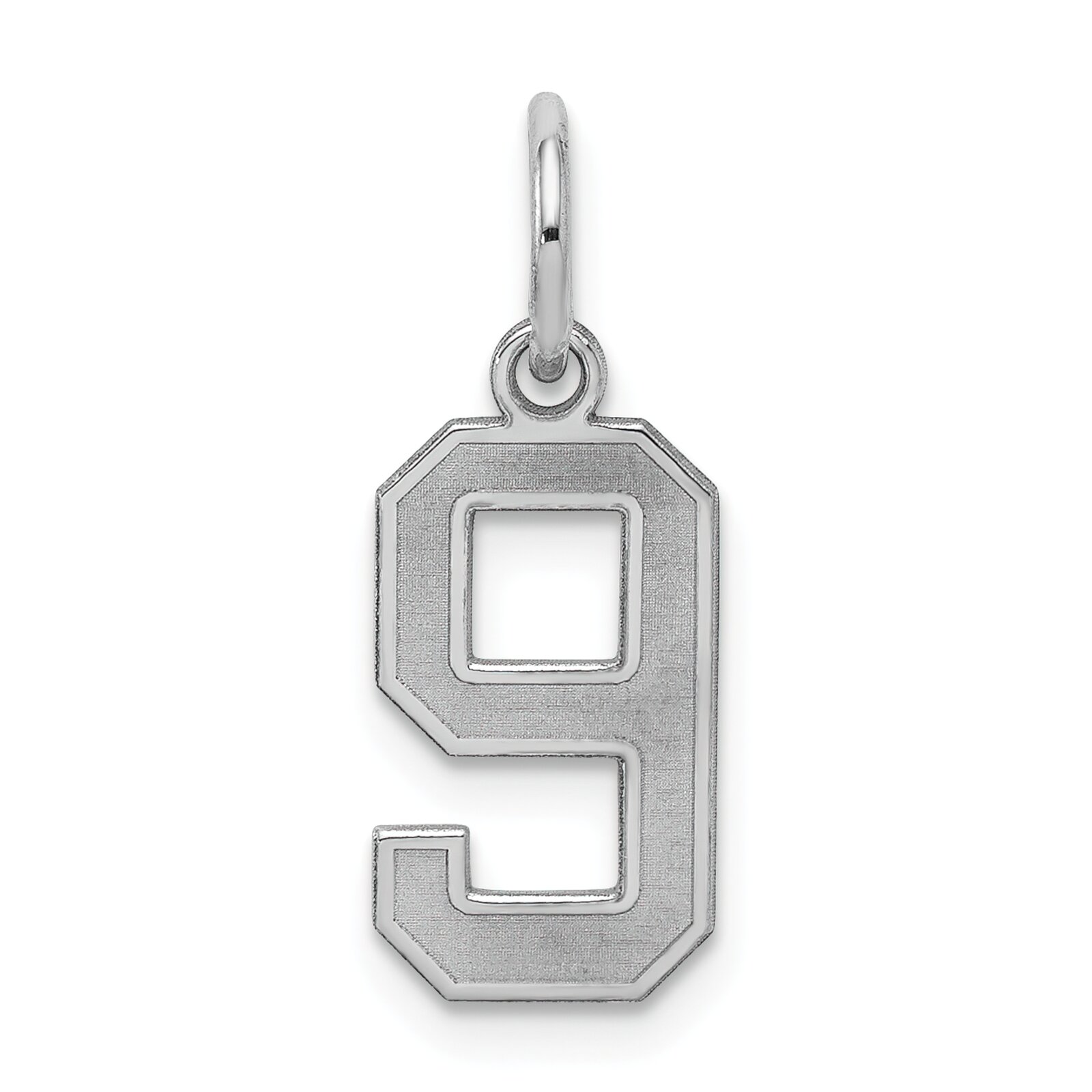 Findingking Sterling Silver Small Satin Number 9 Charm