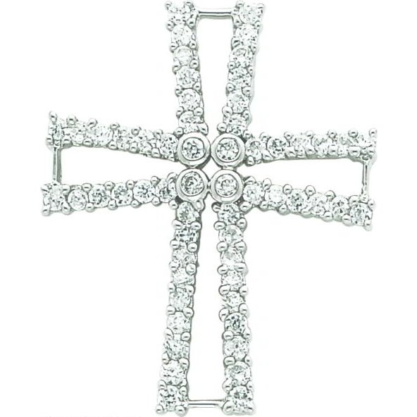 Findingking Sterling Silver Cubic Zirconia Cross Charm