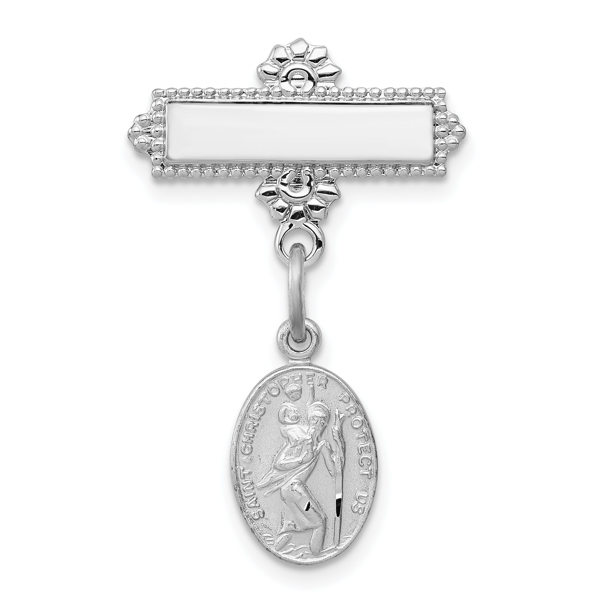 Findingking Sterling Silver Oval Saint Christopher Medal Pin