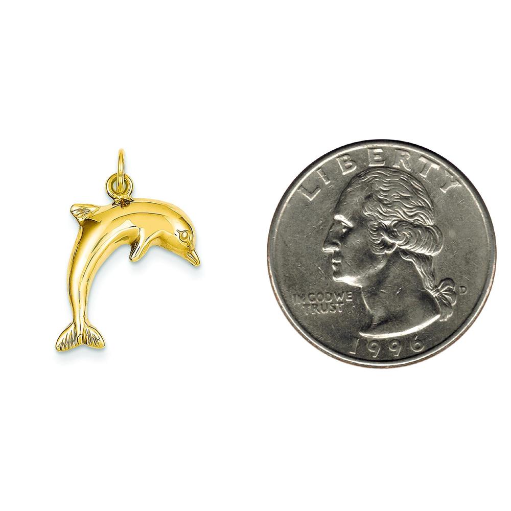 Findingking 14K Gold Jumping Dolphin Charm
