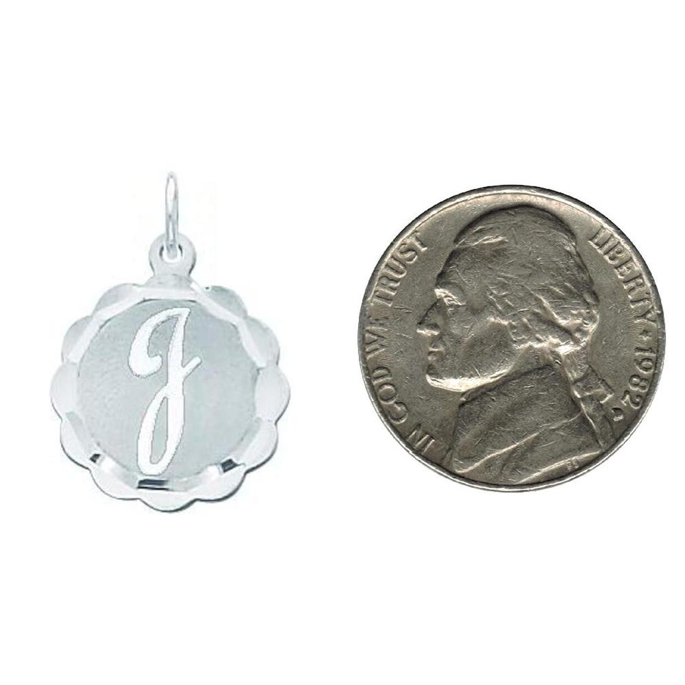 Findingking Sterling Silver Brocaded Lower Case Initial J Charm
