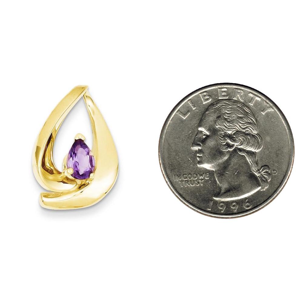 Findingking 14K Gold 7x5mm Pear Amethyst Slide Pendant Jewelry