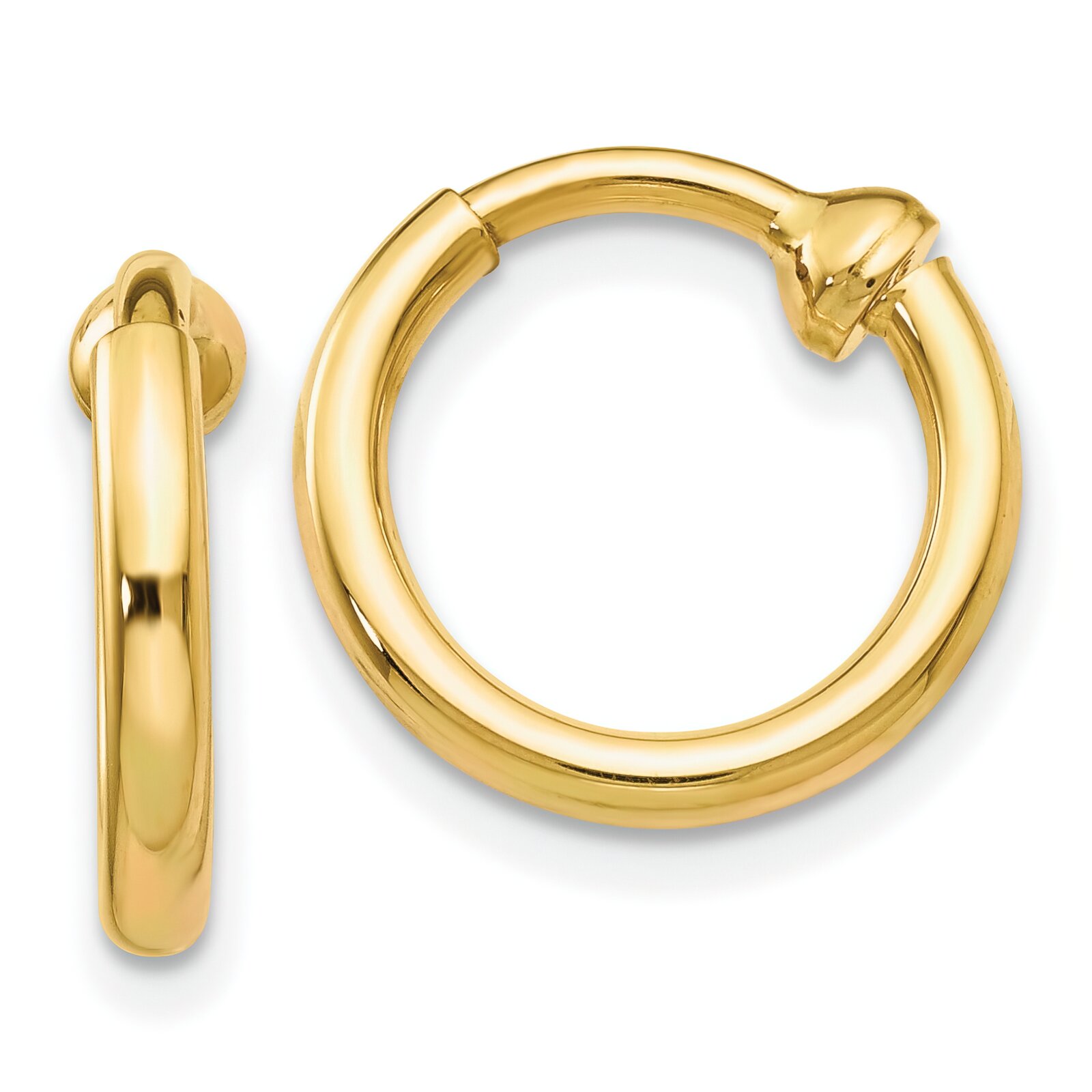Findingking 14K Yellow Gold Clip On Hoop Earrings Jewelry