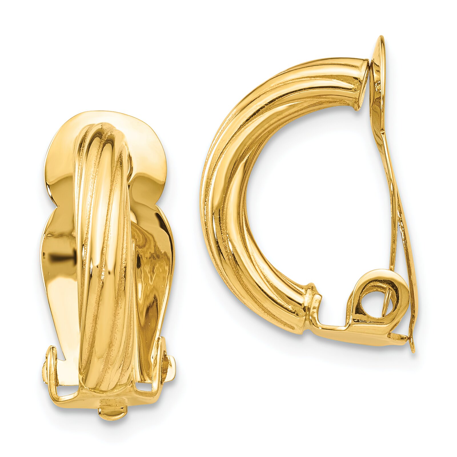 Findingking 14K Gold Clip On Twisted Hoop Earrings Ear Jewelry