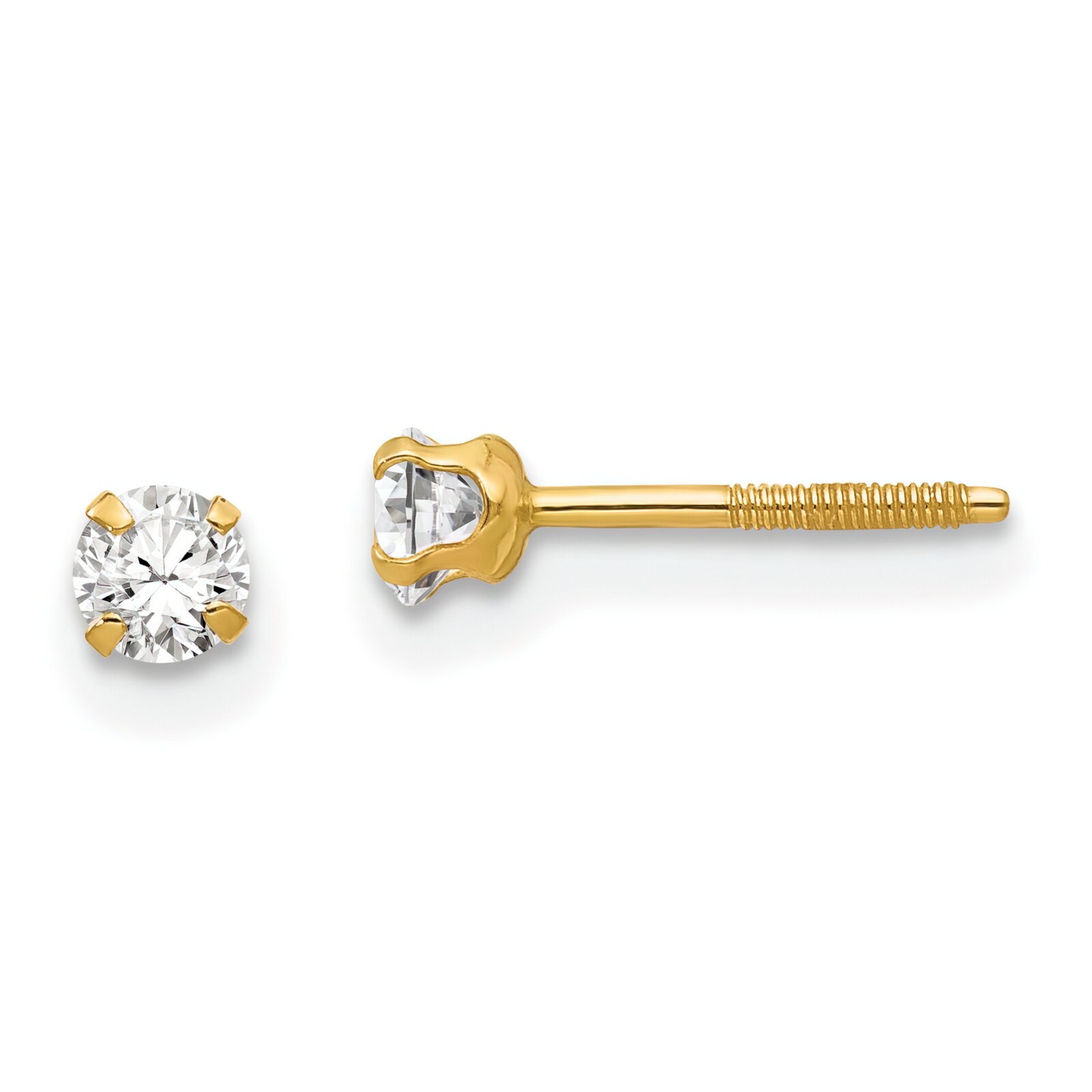 Findingking 14k Gold Synthetic Spinel Childrens Birthstone Earrings