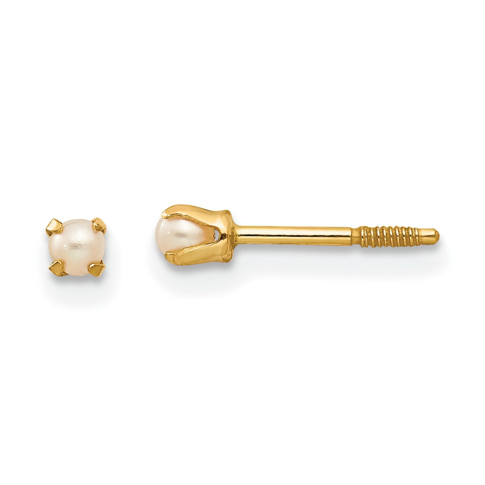 Findingking 14K Yellow Gold Baby Cultured Pearl Earrings Jewelry