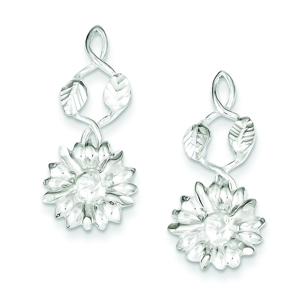 Findingking Sterling Silver Flower Dangle Earrings Jewelry