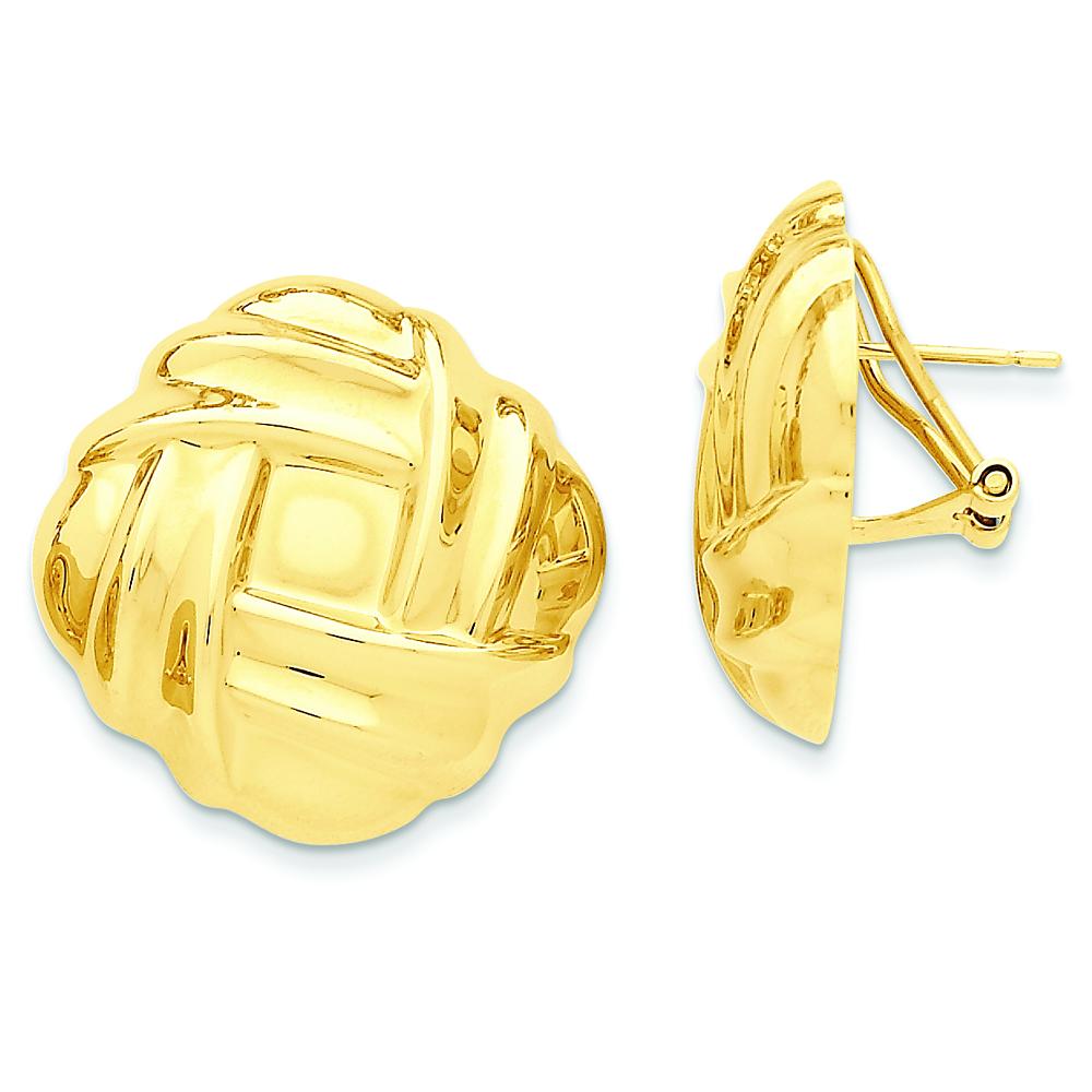 Findingking 14K Gold Fancy Omega Back Stud Earrings Jewelry