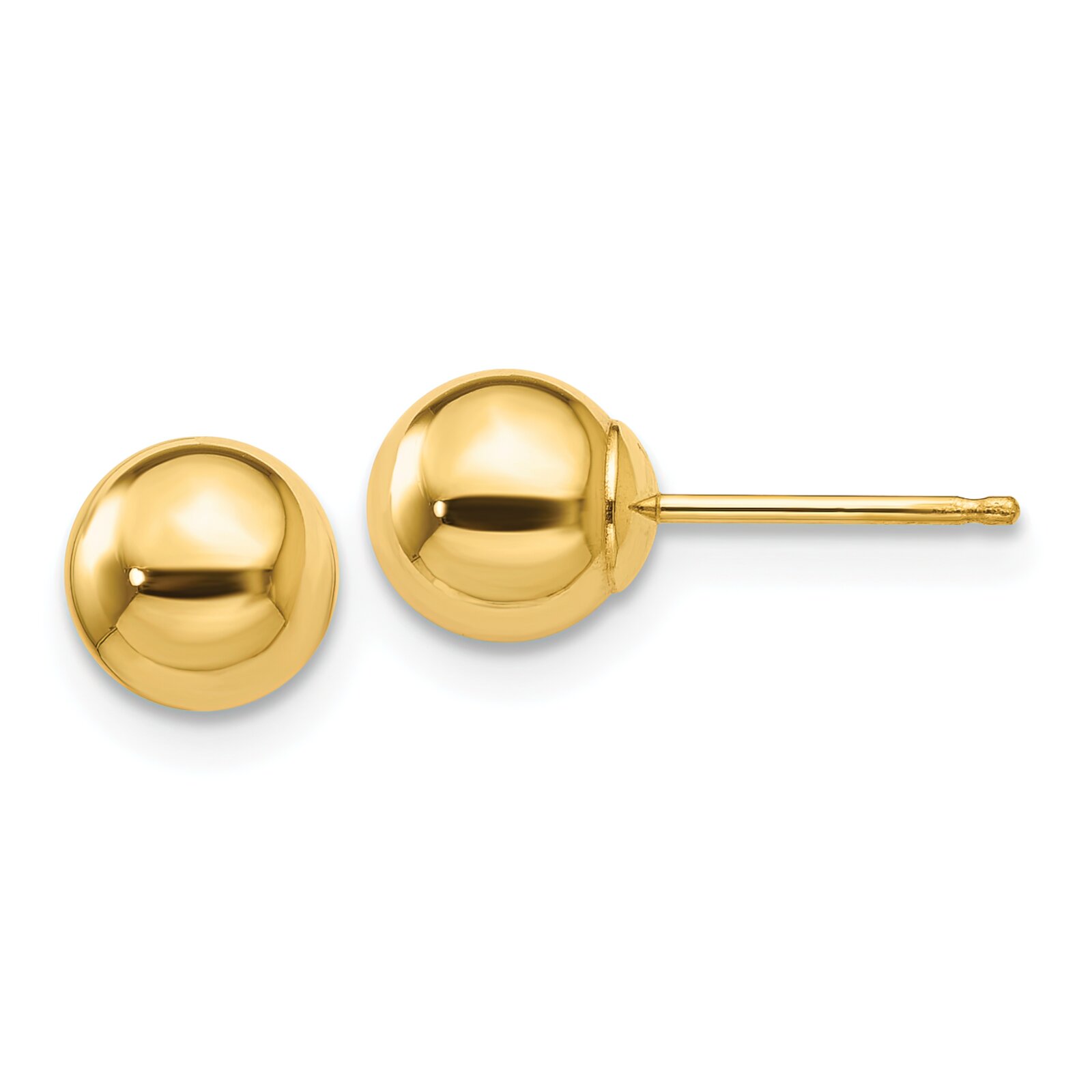 Findingking 14K Yellow Gold Ball Stud Earrings Jewelry 6mm