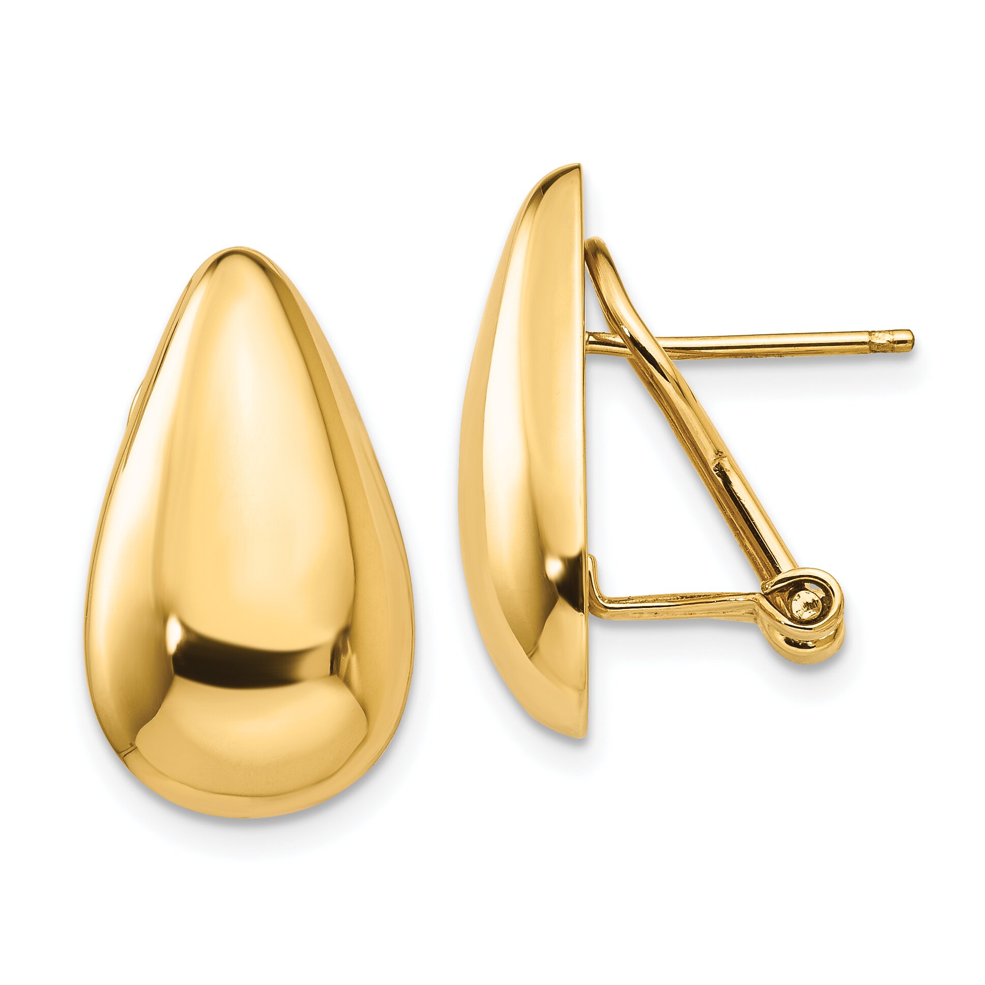 Findingking 14K Gold Teardrop Omega Back Stud Earrings Jewelry