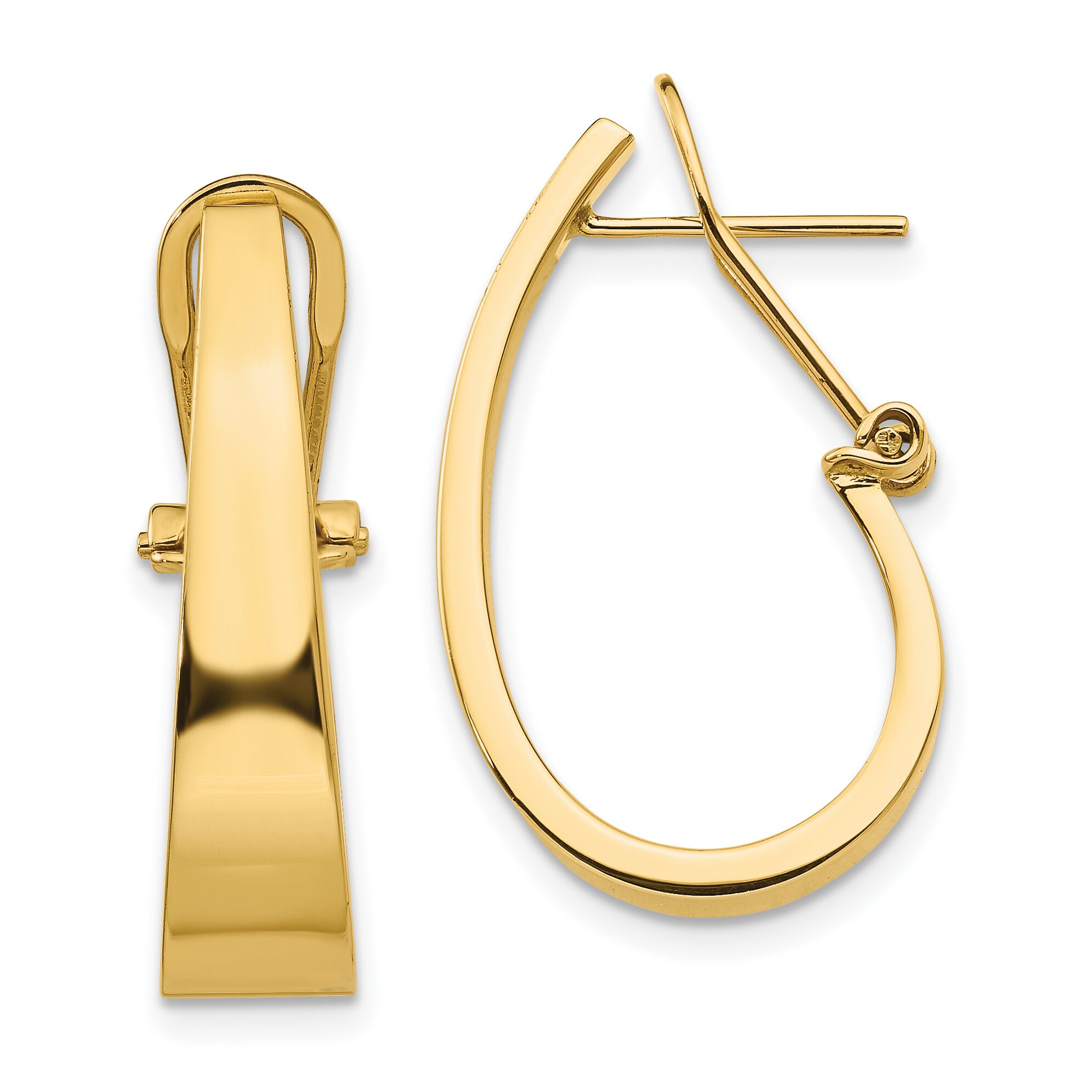 Findingking 14K Gold J Hoop Omega Back Earrings Ear Jewelry