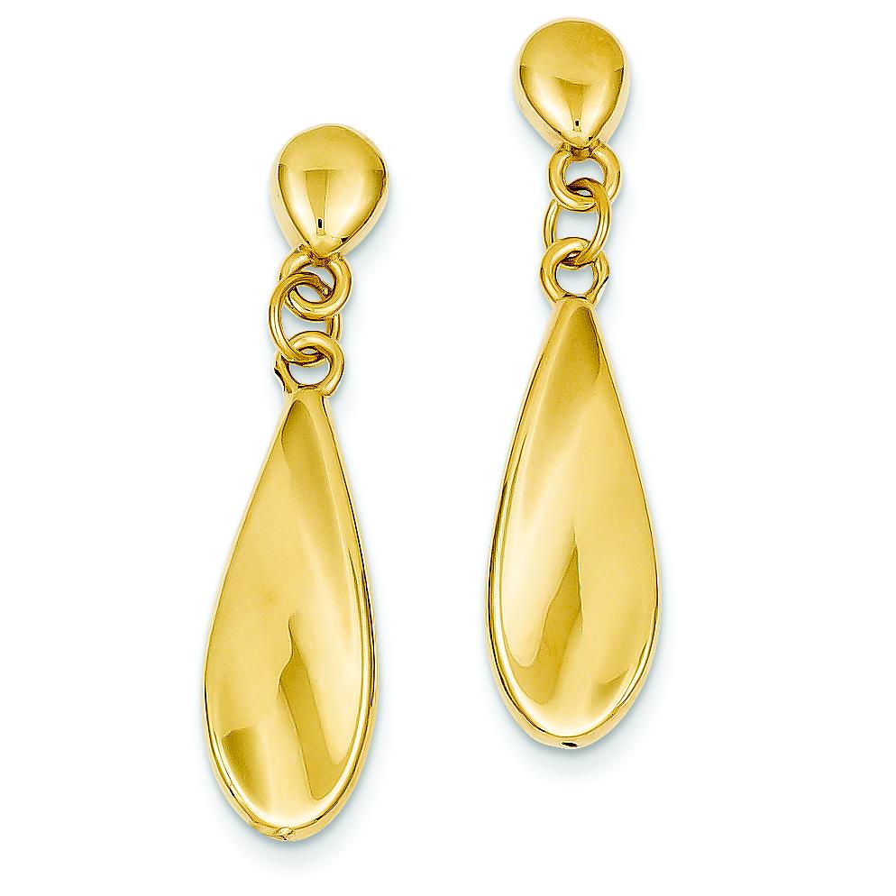 Findingking 14K Yellow Gold Tear Drop Dangle Earrings Jewelry