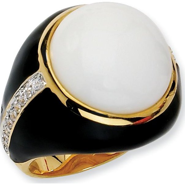 Findingking Sterling Silver Gold Plated CZ & Agate Fashion Ring Sz 7