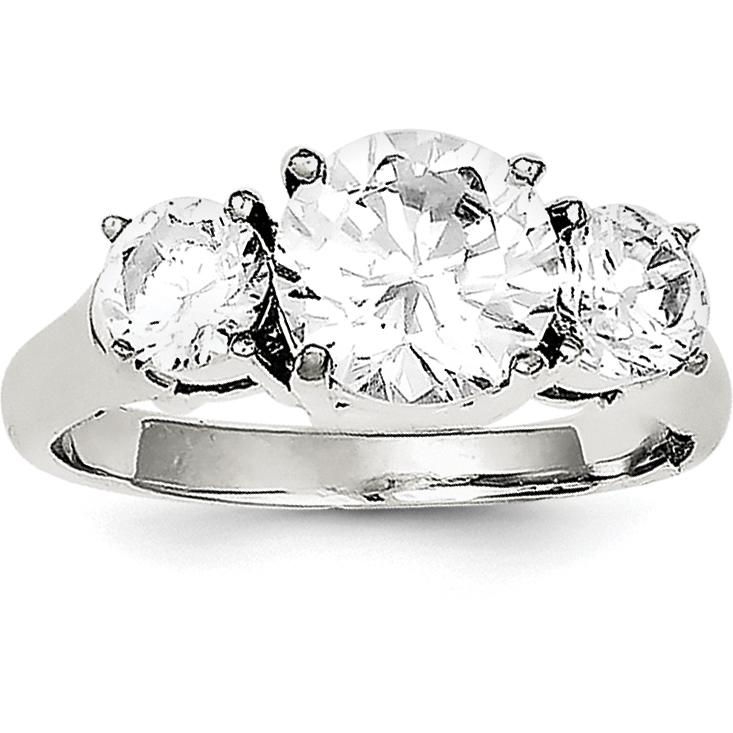 Findingking Sterling Silver Cubic Zirconia Ring Size 7