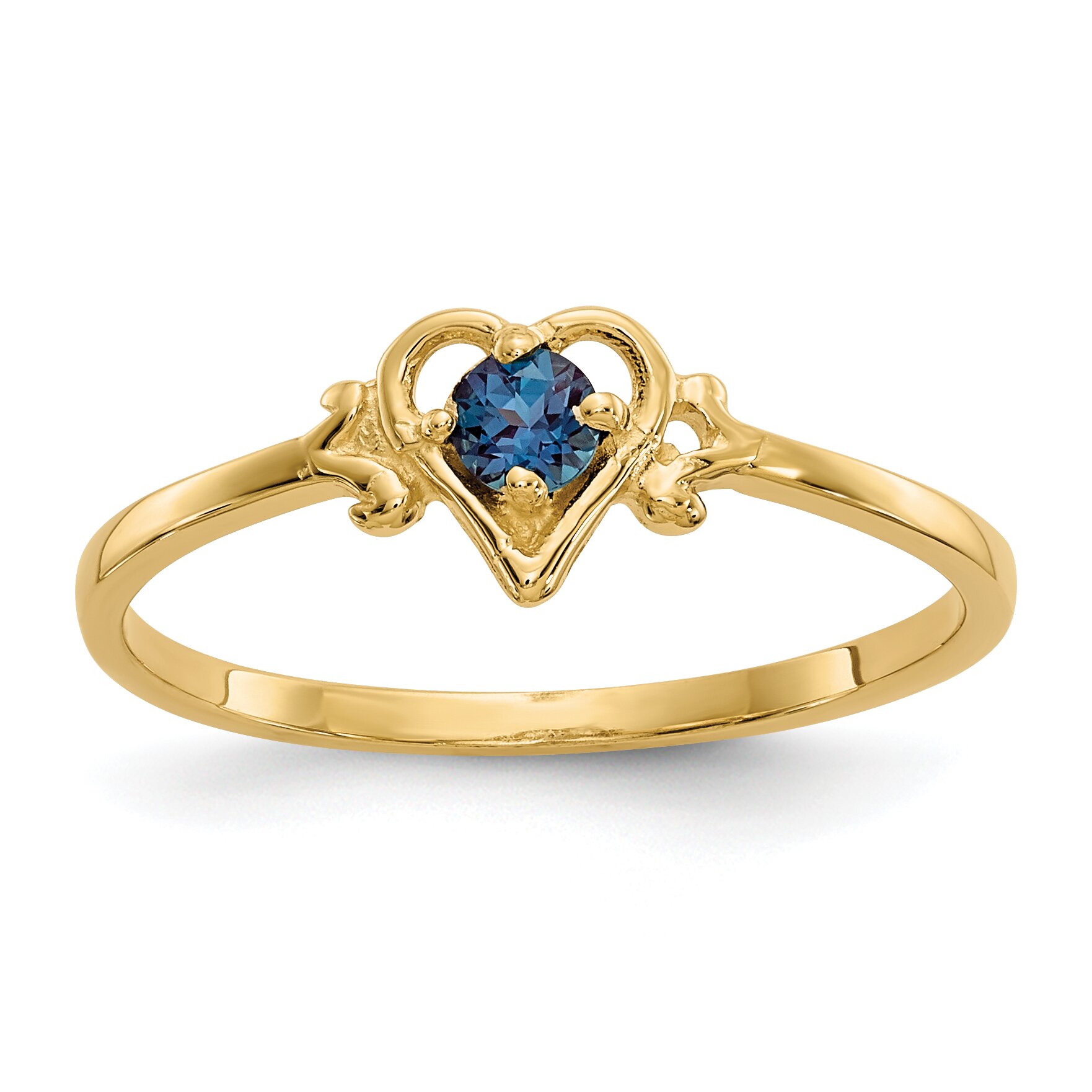 Findingking 14K Gold Lab Created Alexandrite Heart Ring