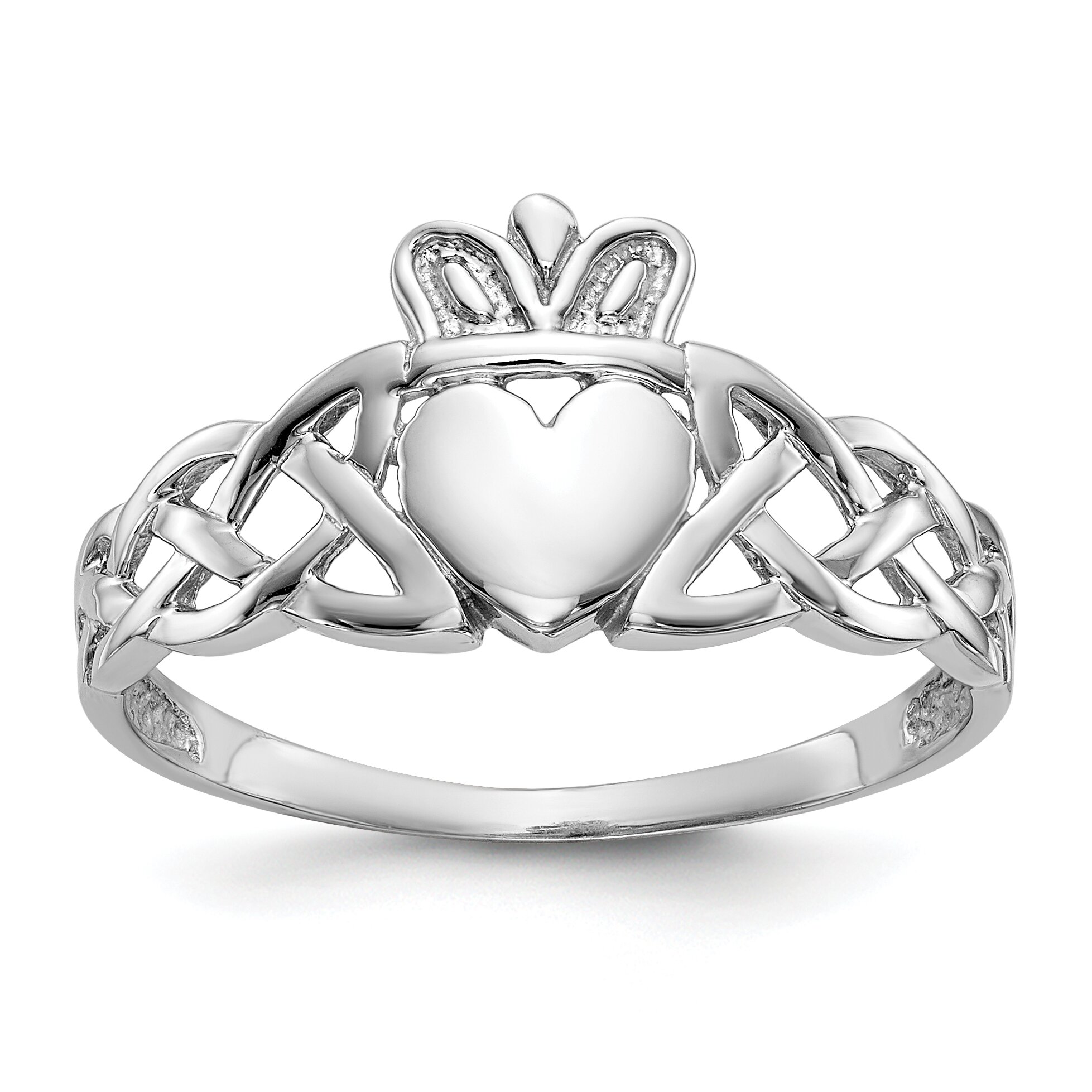 Findingking 14K White Gold Claddagh Ring Sz 9.5