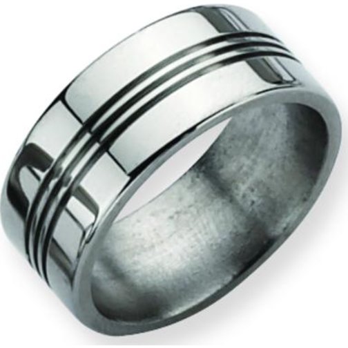 Findingking Titanium Grooved 9mm Mens Wedding Ring Band Sz 8