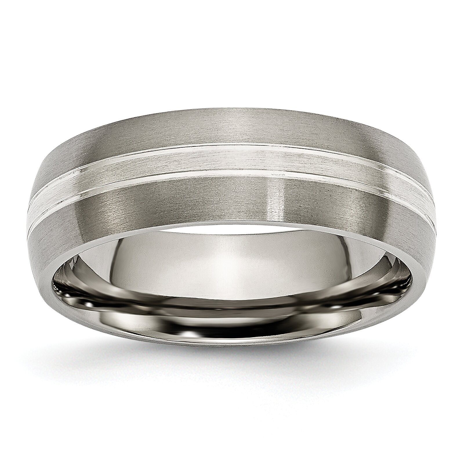 Findingking Titanium Grooved 7mm Satin Mens Wedding Ring Size 8