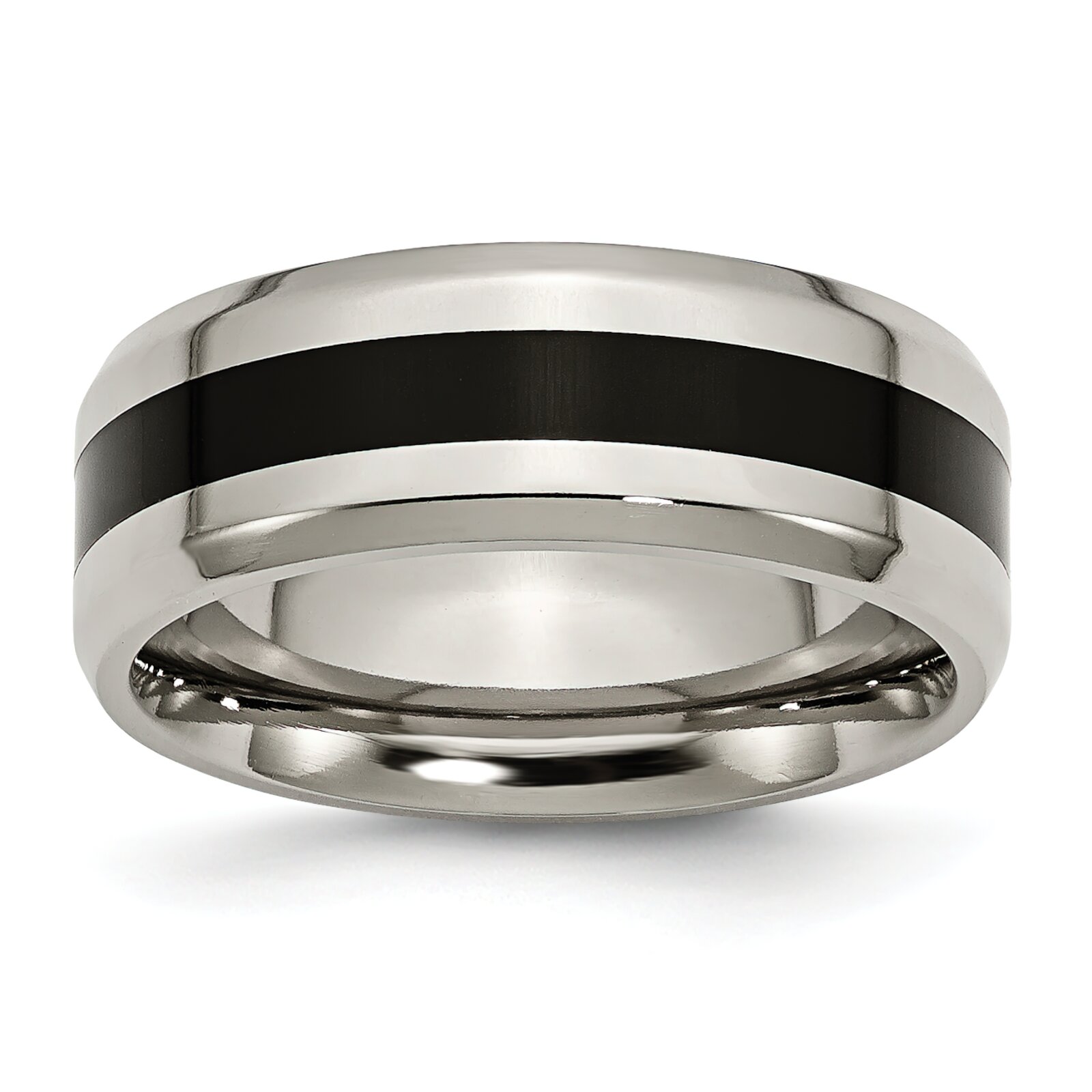 Findingking Titanium Black Enamel 8mm Mens Wedding Ring Size 7