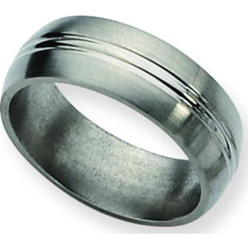 Findingking Titanium Grooved 8mm Brushed Wedding Ring Size 8.5