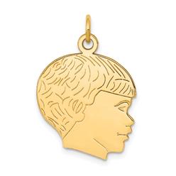 Findingking 14K Gold Engravable Boys Head Charm Jewelry Pendant