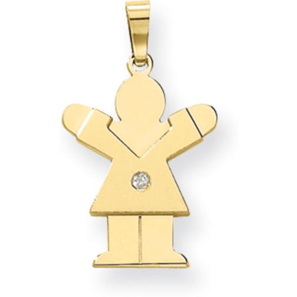 Findingking 14K Gold The Kids Diamond Girl Charm Pendant Jewelry