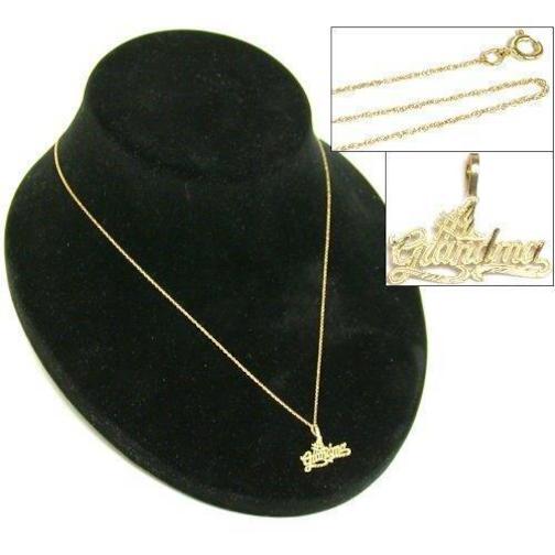 Findingking 14K Yellow Gold #1 Grandma Charm & Cable Chain 18"