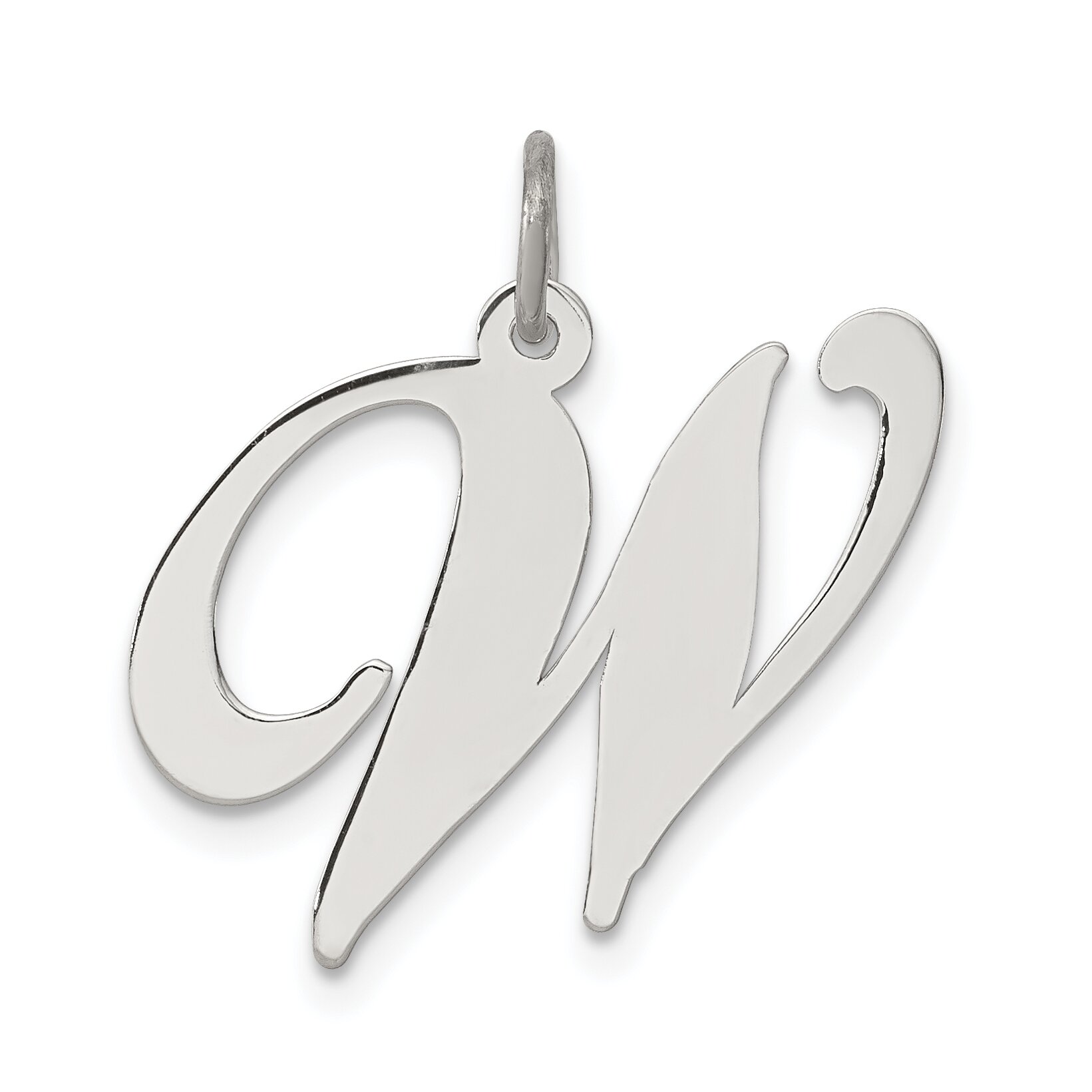 Findingking Sterling Silver Large Script Initial Letter W Charm