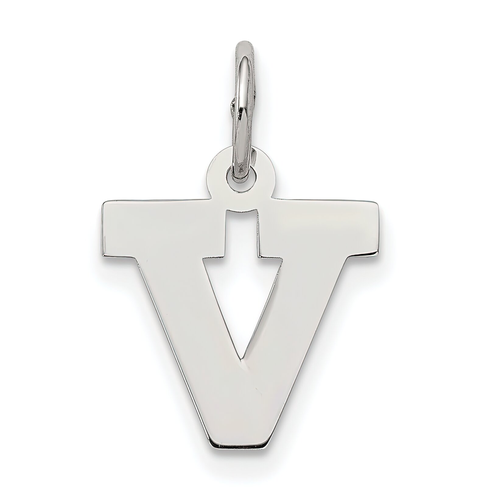 Findingking Sterling Silver Small Block Initial Letter V Charm