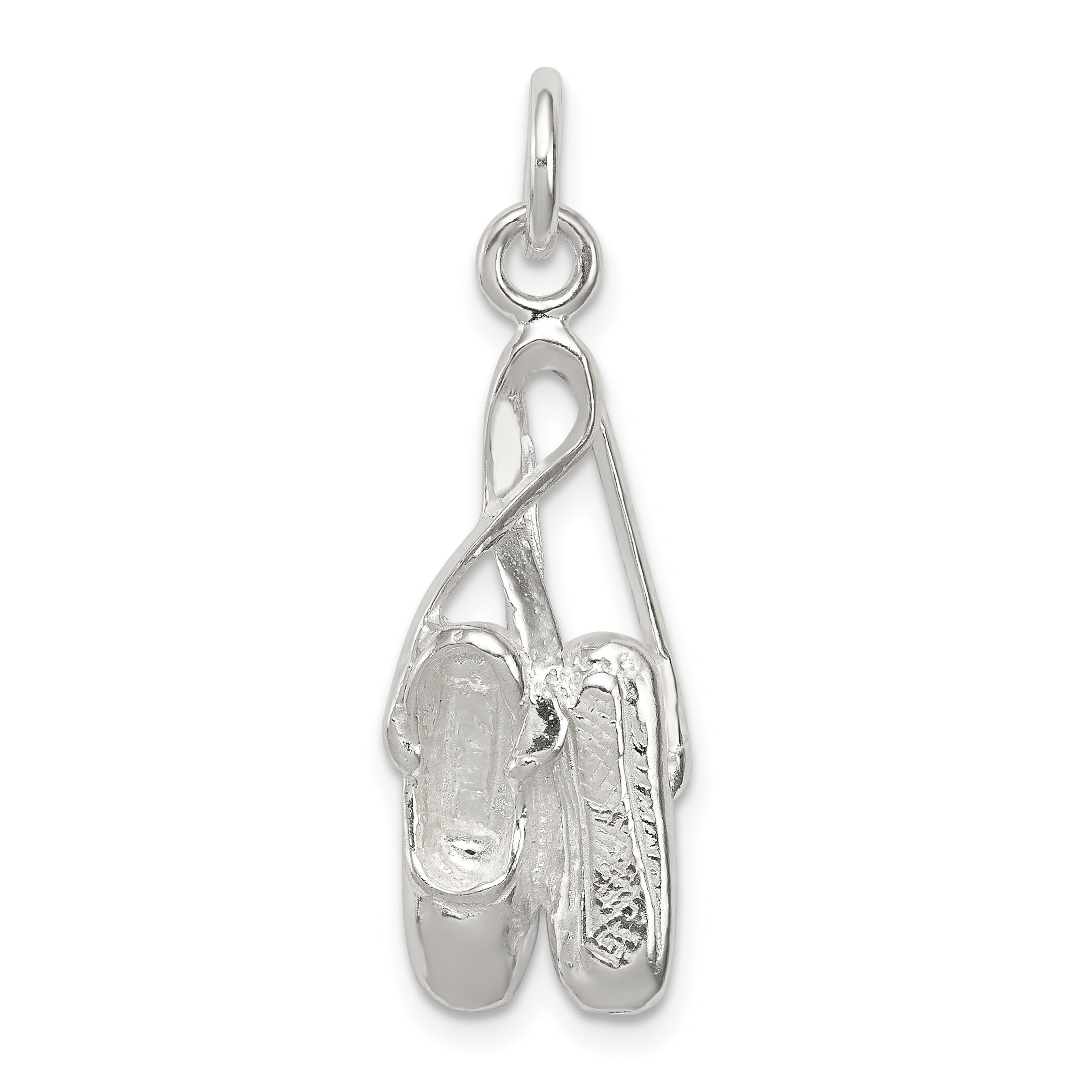 Findingking Sterling Silver Ballet Slippers Charm & 18" Chain