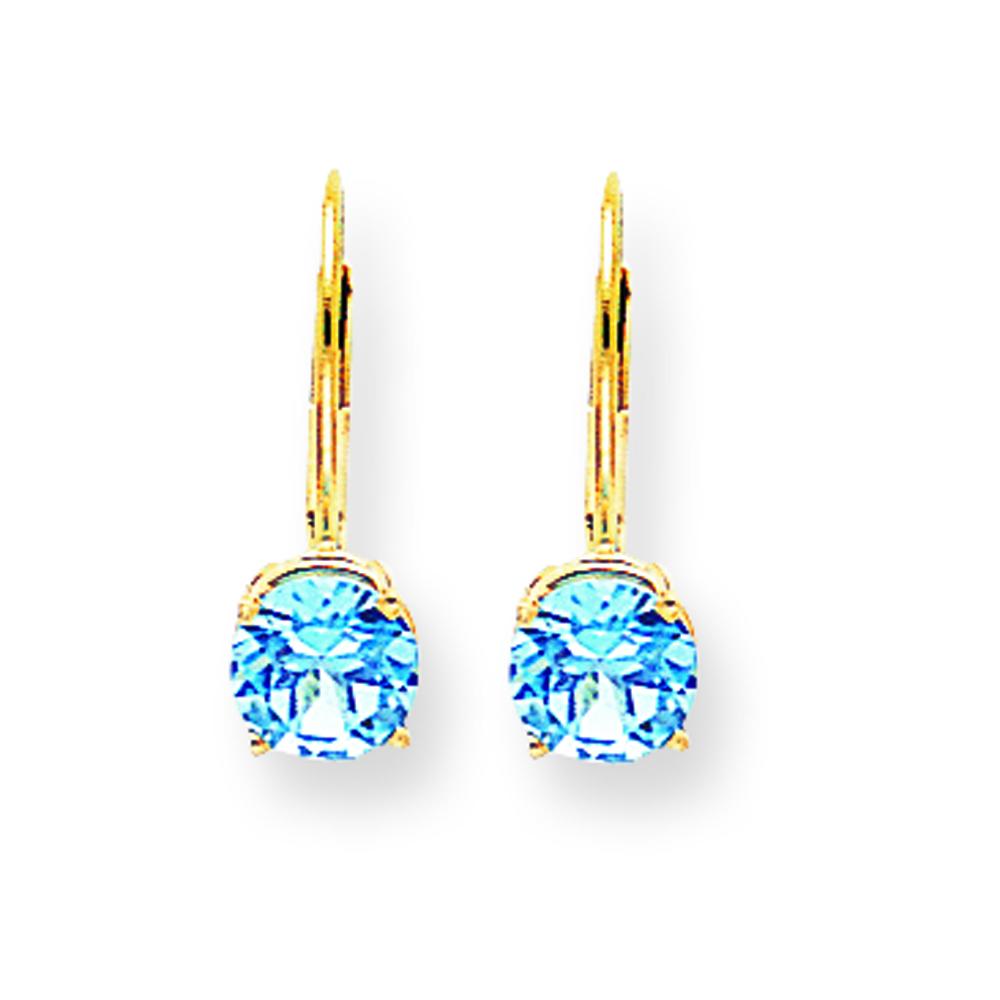 Findingking 14K Gold Blue Topaz December Earrings Jewelry