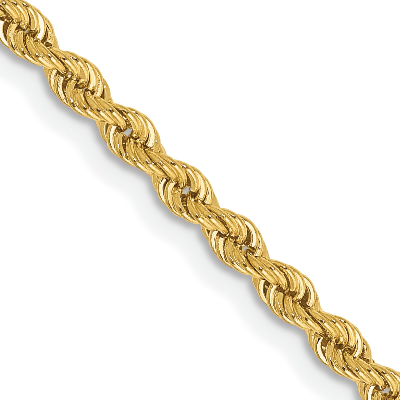 Findingking 14K Yellow Gold 2.5mm Rope Chain Necklace Jewelry 18"