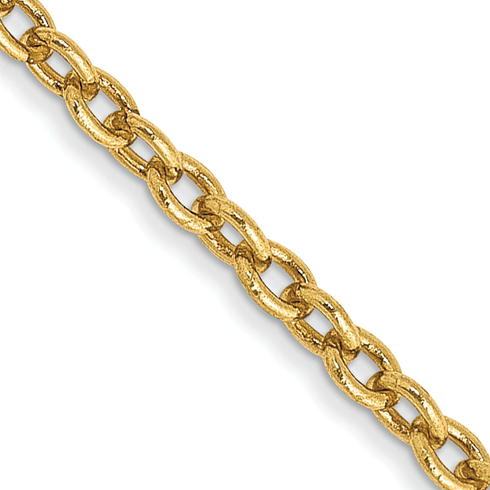 Findingking 14K Yellow Gold 2mm Cable Chain Necklace Jewelry 18"