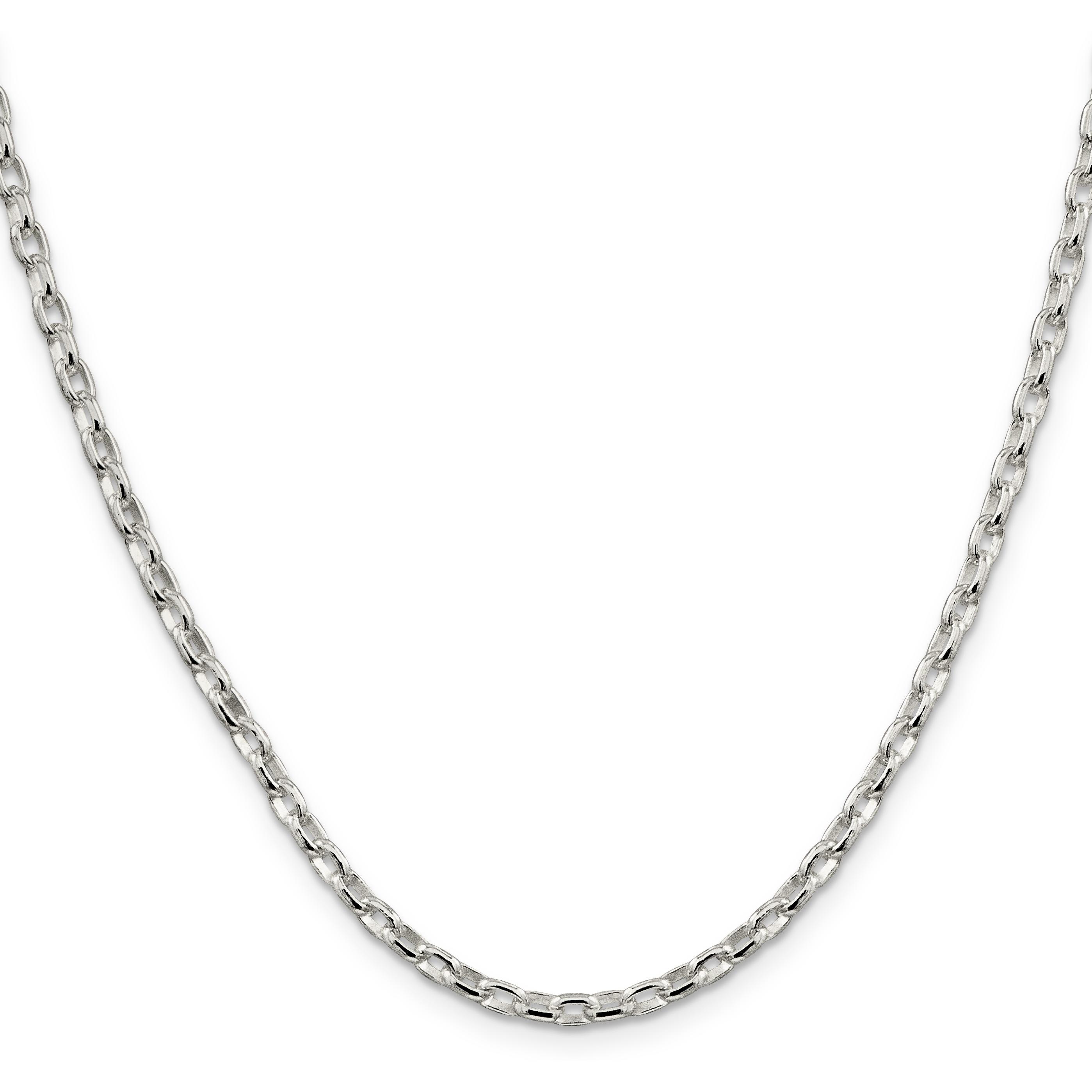 Findingking Sterling Silver Oval Rolo Chain 16"