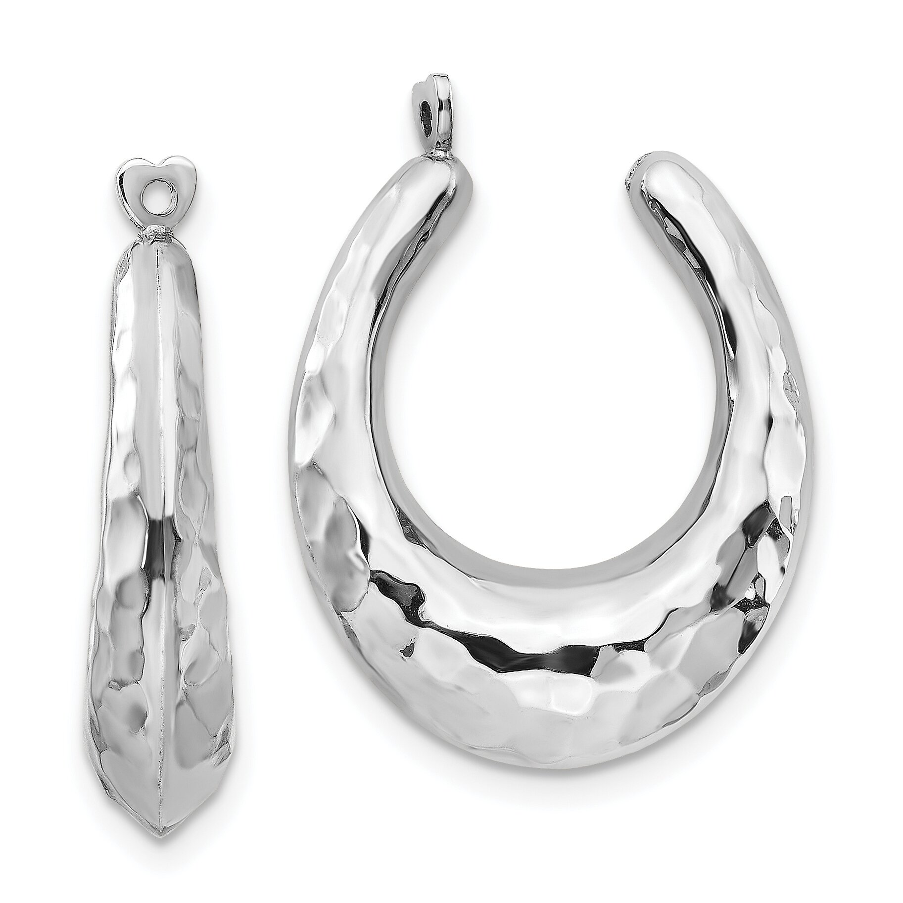 Findingking 14K White Gold Hammered Hoop Earring Jackets Jewelry