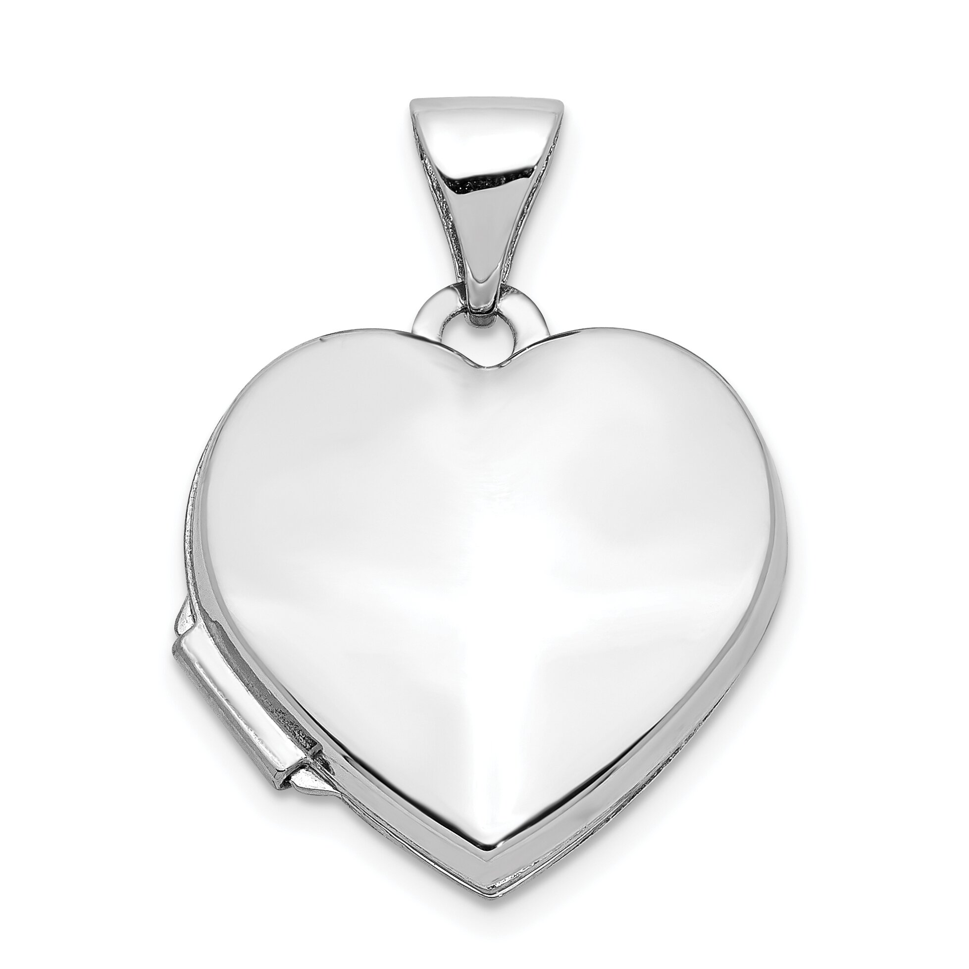 Findingking 14K White Gold Heart Locket Photo Pendant Jewelry