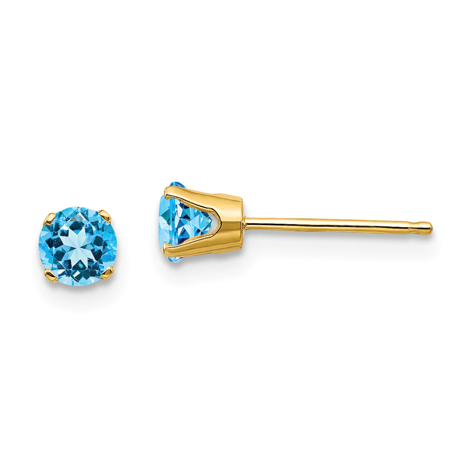Findingking 14K Gold Blue Topaz December Earrings Jewelry