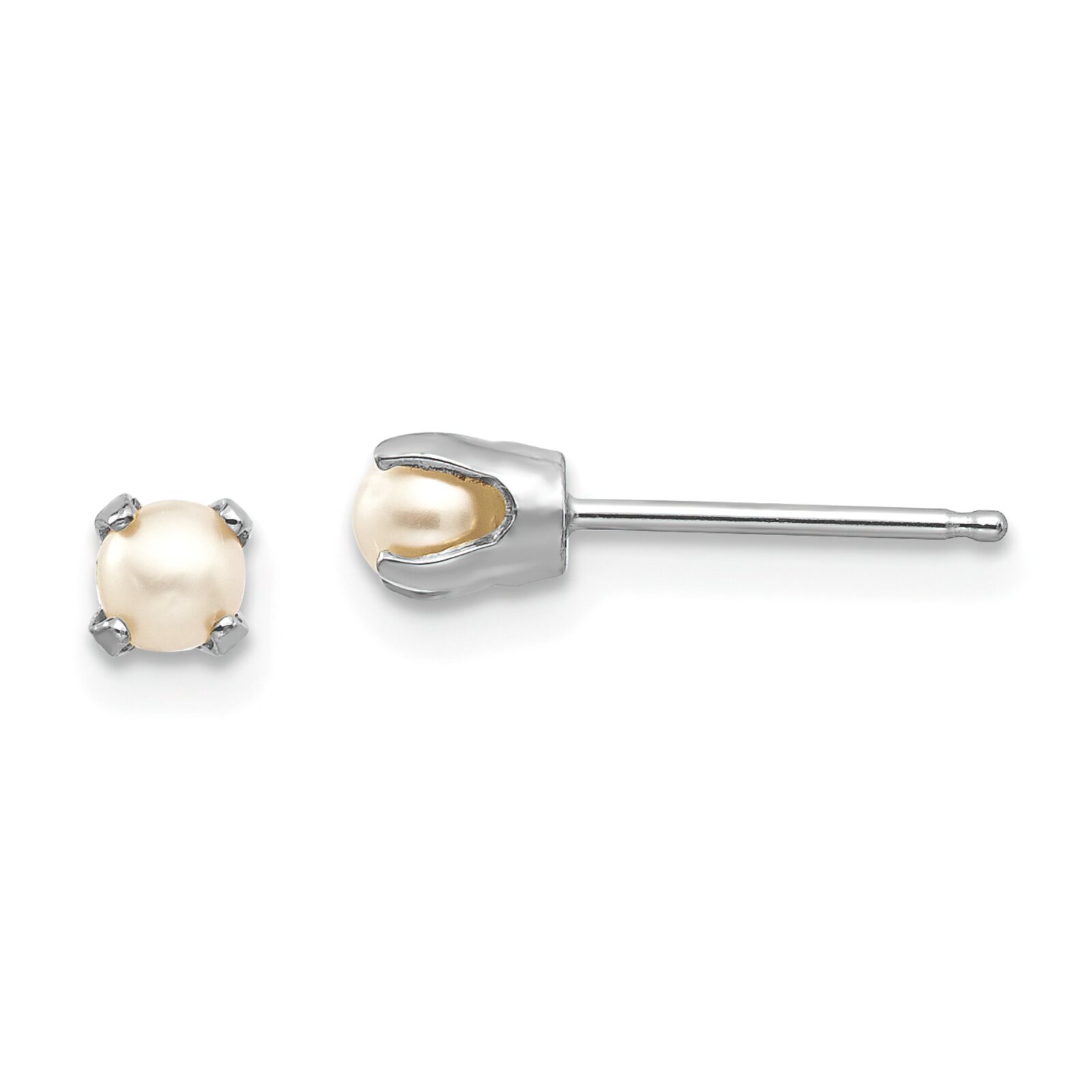 Findingking 14K White Gold Cultured Pearl Stud Earrings Jewelry