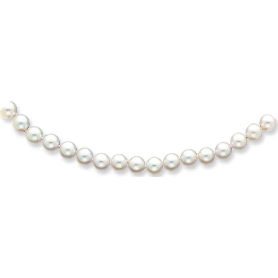 Findingking 14K Gold 6.5mm White Cultured Round Pearl Strand 18"
