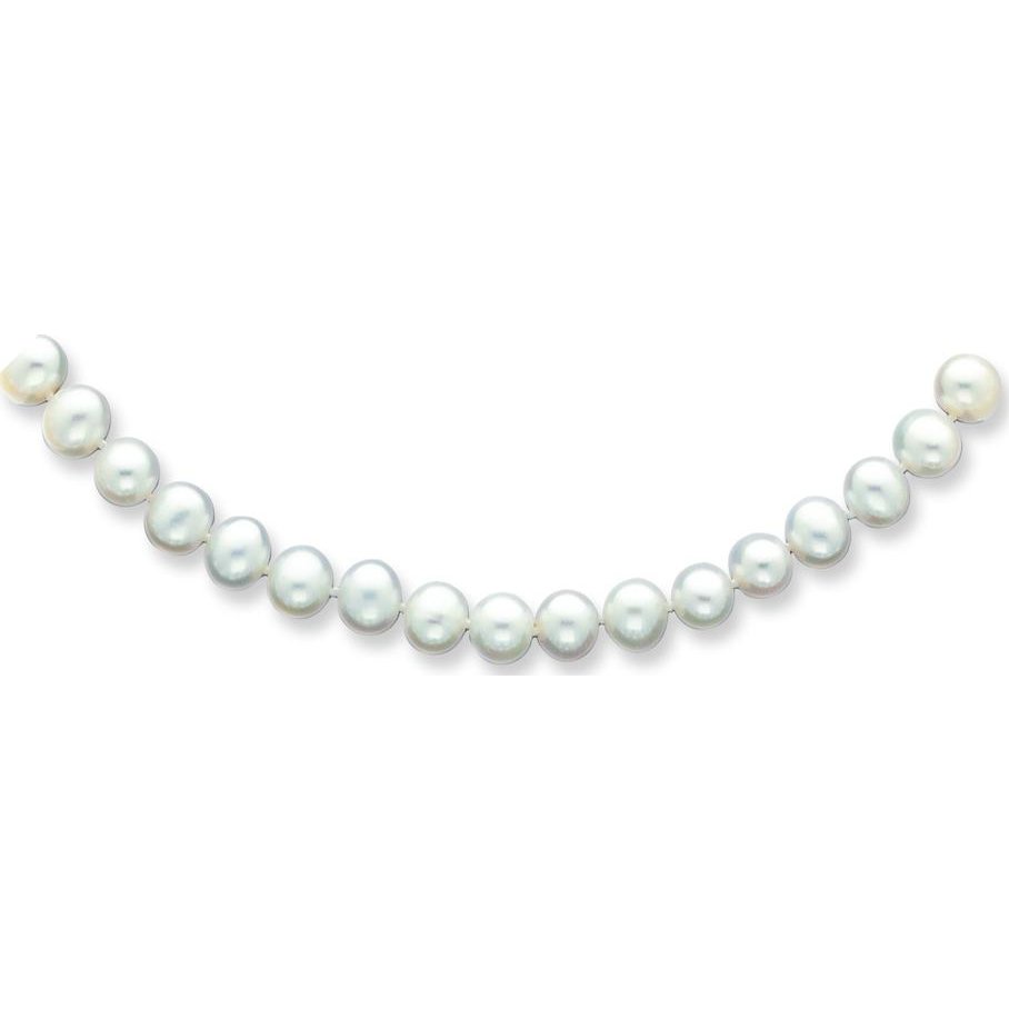 Findingking 14K Gold 6.5mm Cultured Semiround Pearl Strand 18"