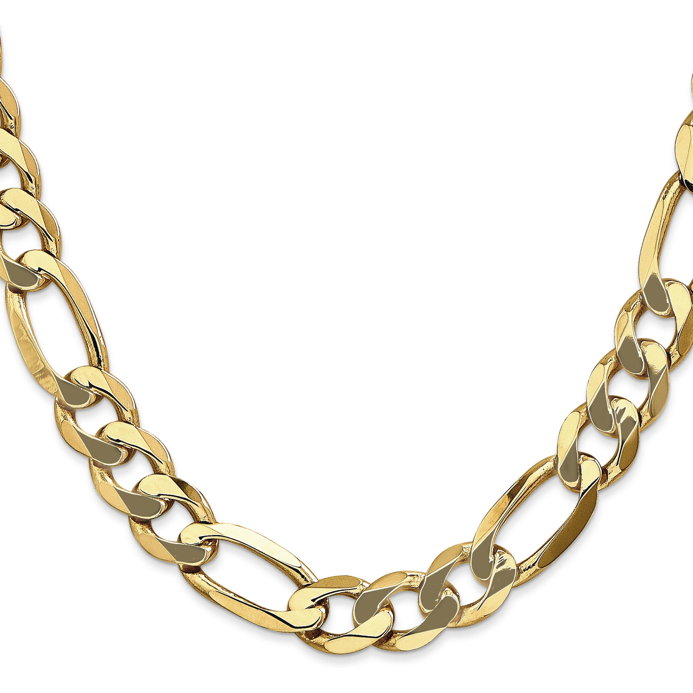 Findingking 14K Gold Flat Figaro Chain Necklace Jewelry 24" 10mm