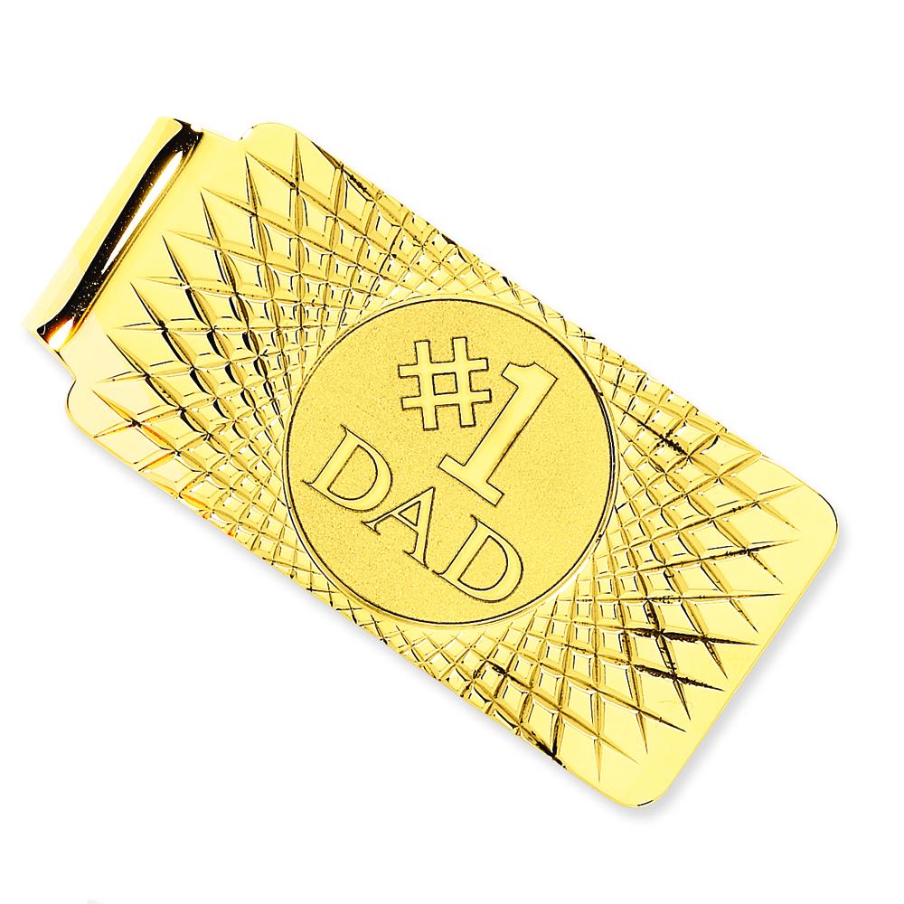 Findingking 14K Yellow Gold #1 Dad Money Clip Mens Jewelry