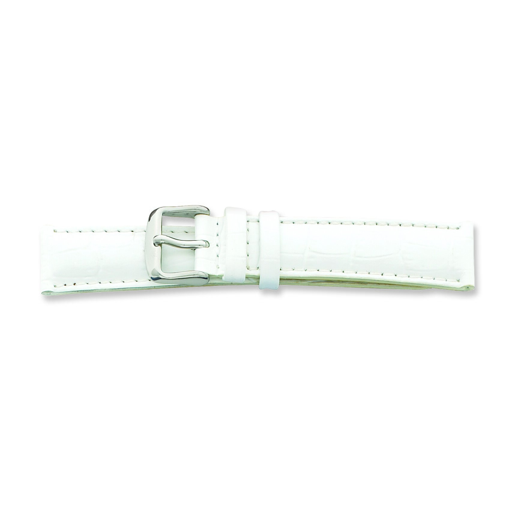 Findingking de Beer White Crocodile Grain Leather Watch Band 12mm