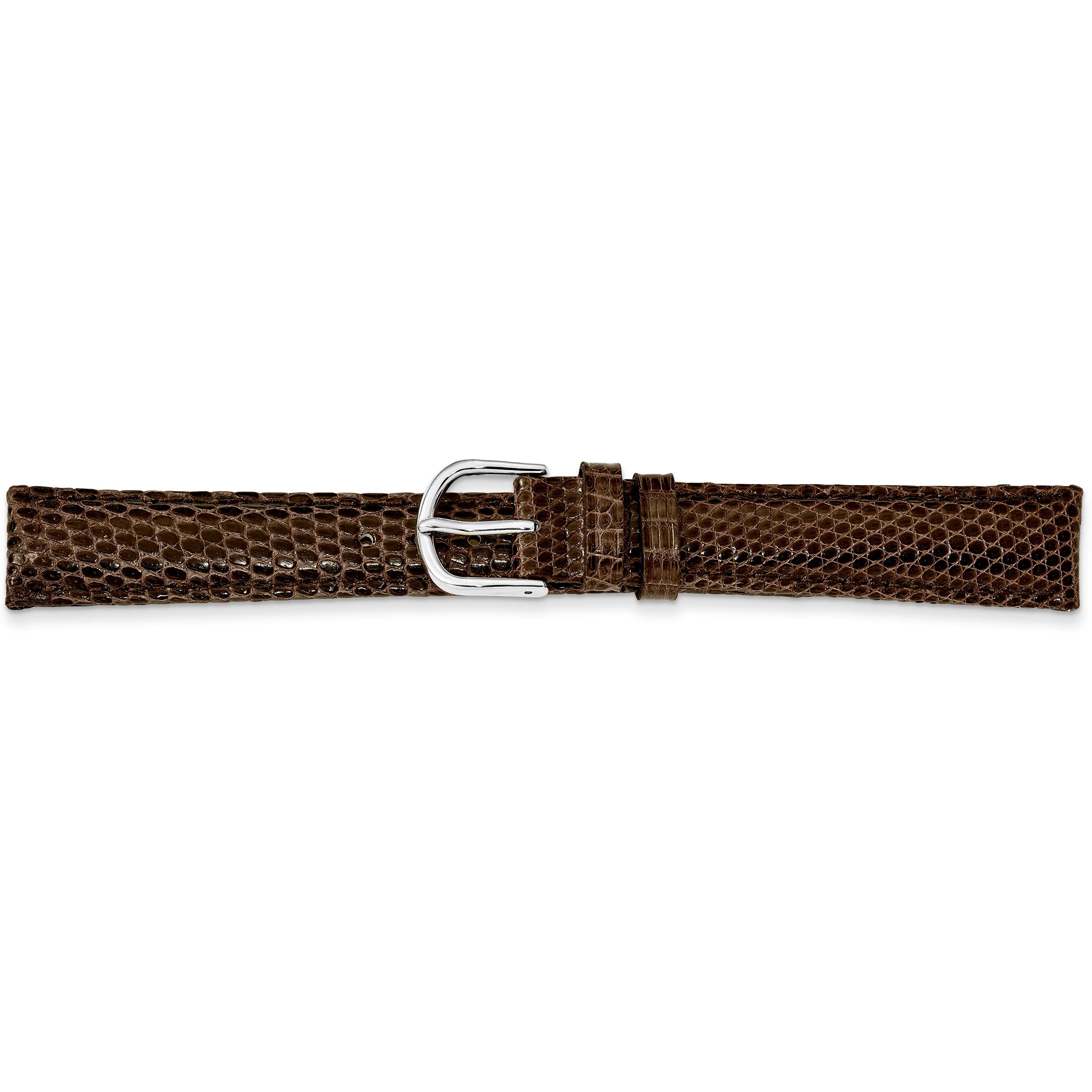 Findingking de Beer Brown Genuine Lizard Leather Watch Band 18mm Silver Color