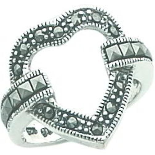 Findingking Sterling Silver Marcasite Heart Ring Sz 8