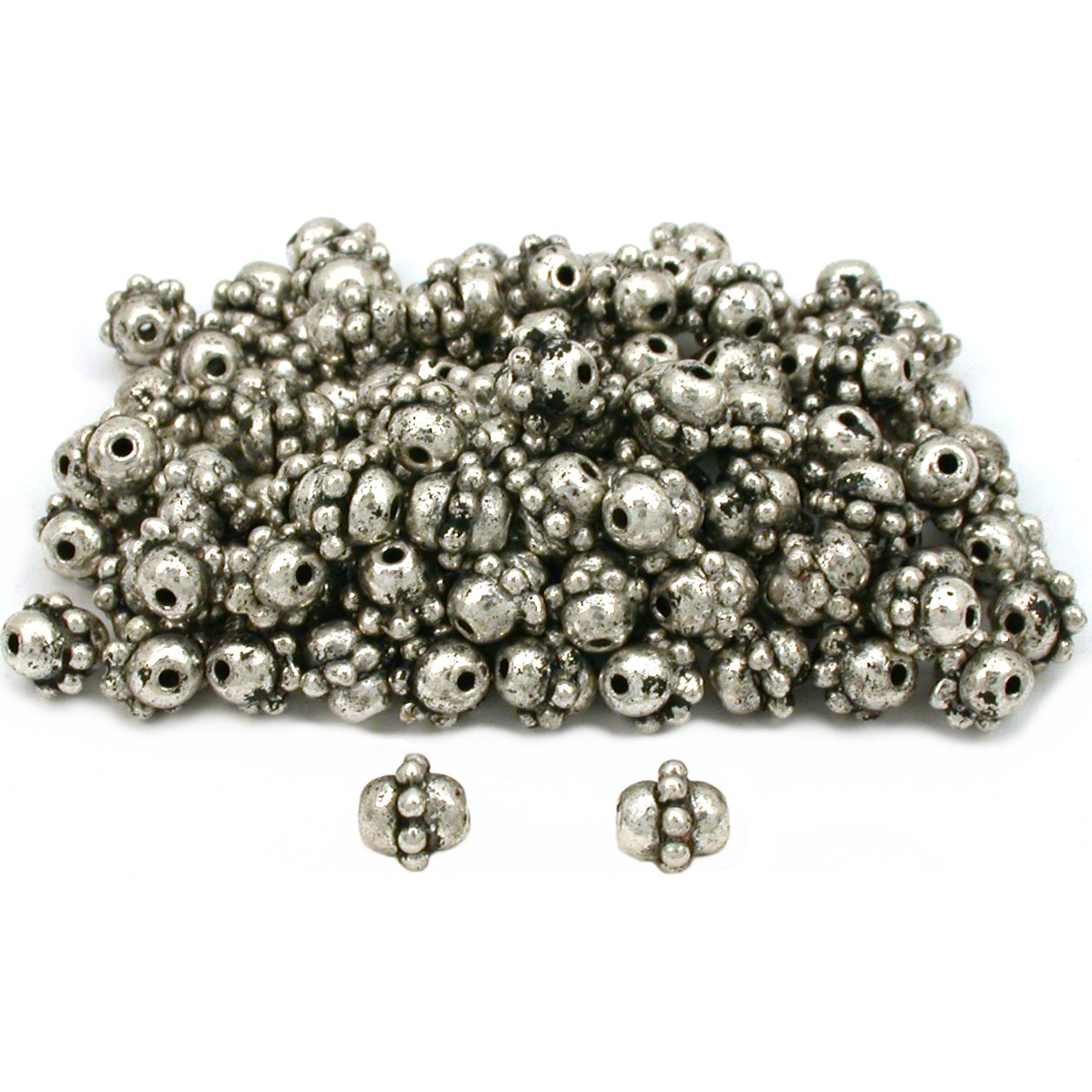 Findingking Barrel Bali Beads Antique Silver Plated 7mm Approx 100