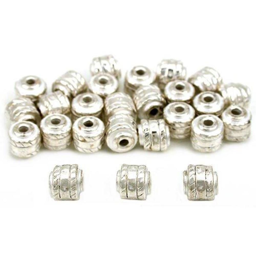 Findingking Barrel Bali Beads Silver Plated Jewelry 5mm Approx 25