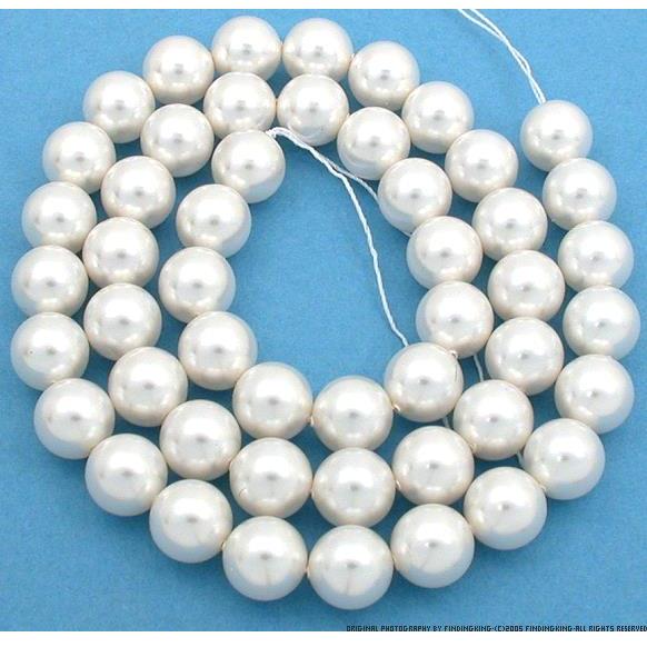 Findingking 50 White Swarovski Crystal Pearl Beads Jewelry 10mm